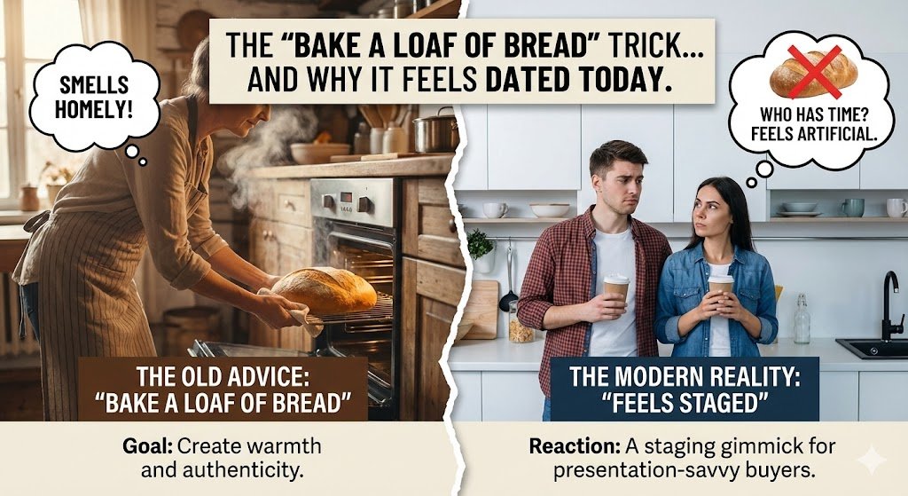 The bake a loaf of bread trick — why it feels dated and artificial to modern buyers