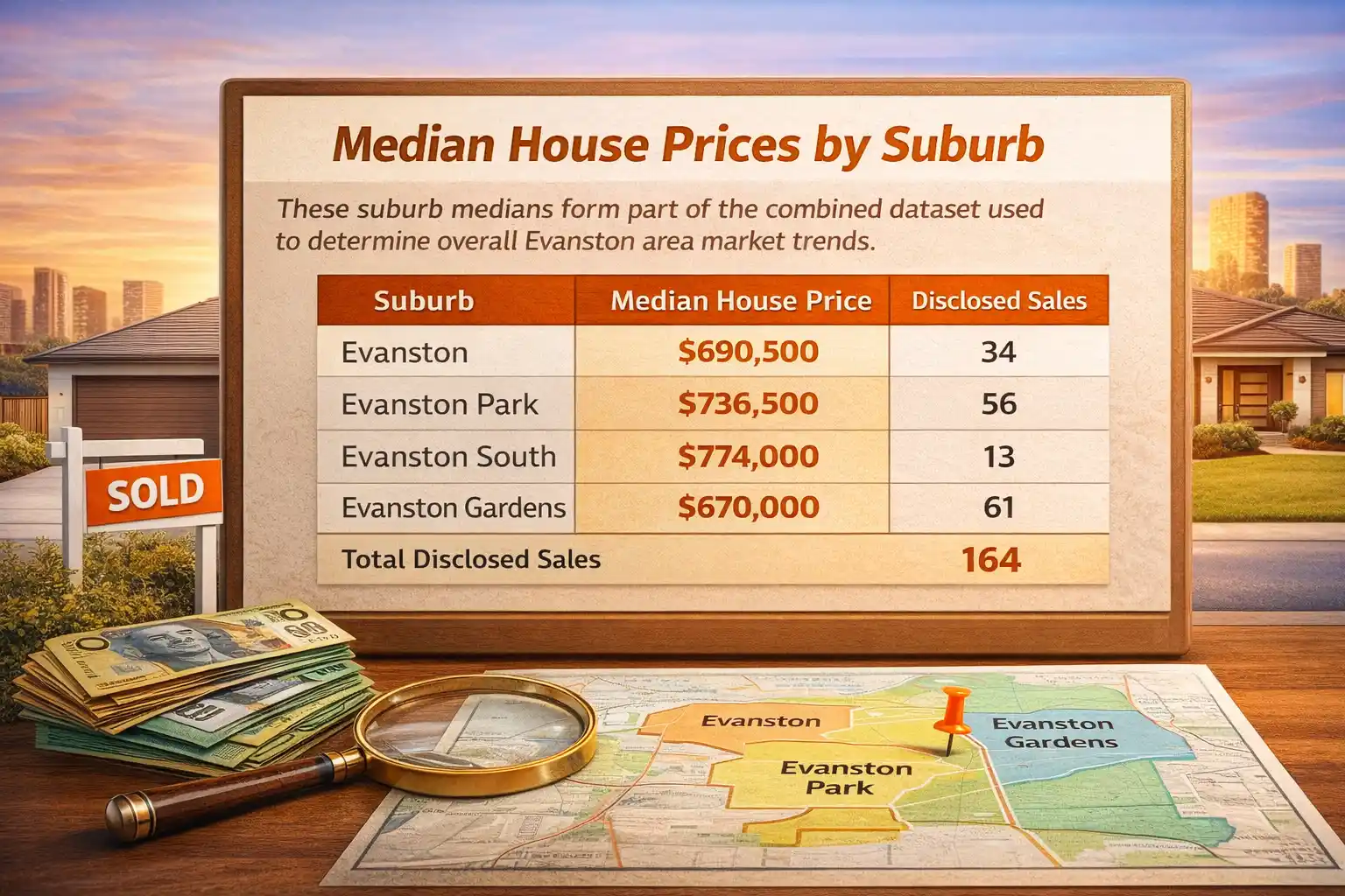 Median Evanston House Prices by Suburb