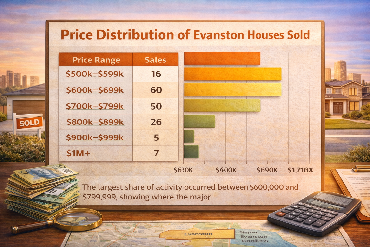 Price Distribution of Evanston Houses Sold