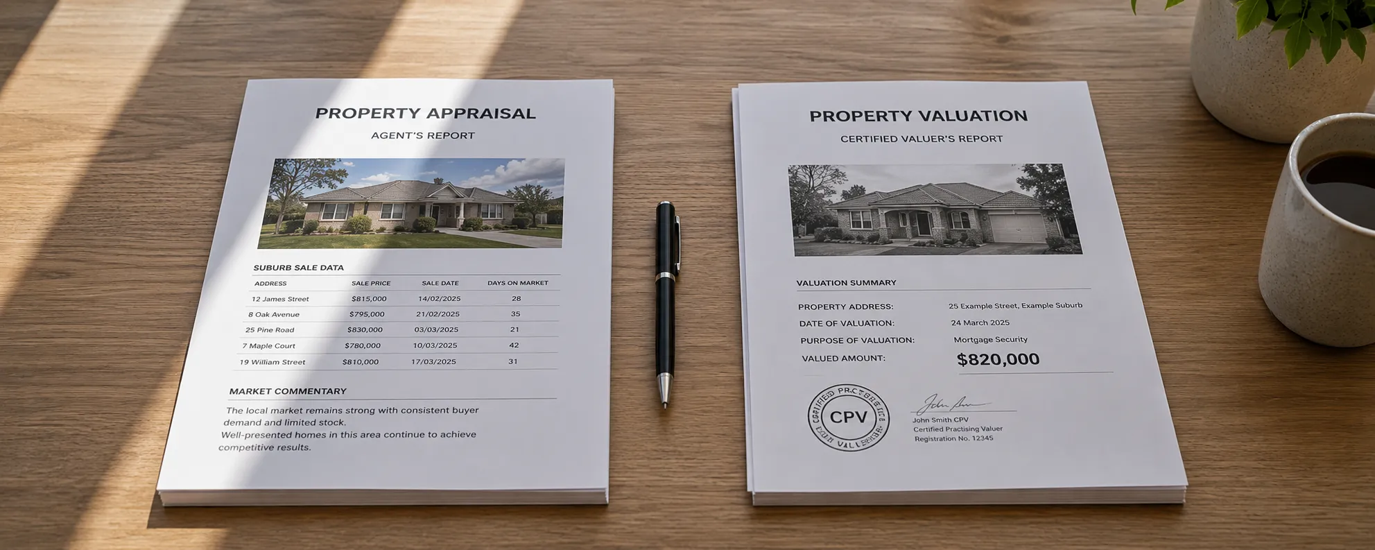 Property appraisal document versus formal property valuation report — two different documents for different purposes