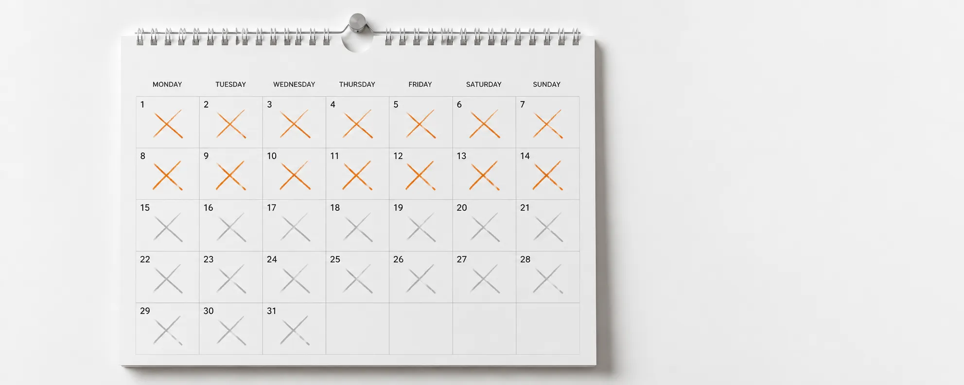 Calendar showing days on market accumulating — buyer leverage increases the longer a property sits