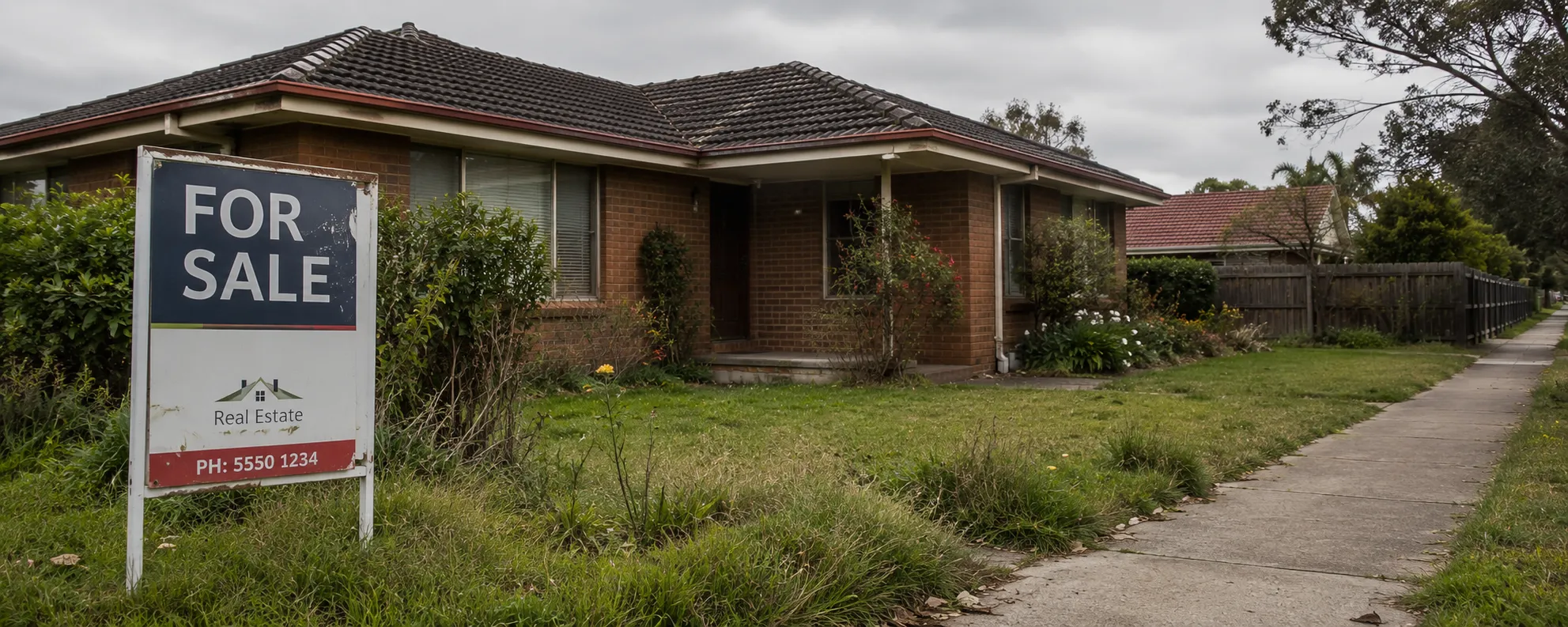 Australian house with for sale sign that has been on the market too long — a common timing mistake